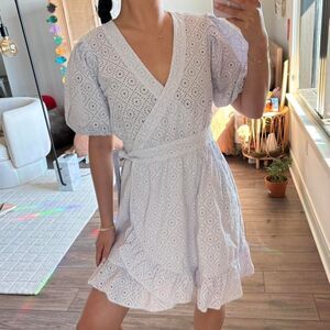 Scotch and Soda lilac Eyelet Puff Sleeve Wrap Dress Size small